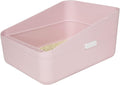 Open High-Sided Litter Box: Pink Medium Anti-Scatter Design - Self-Cleaning Sifting Tray - Low Tracking for Small Cats
