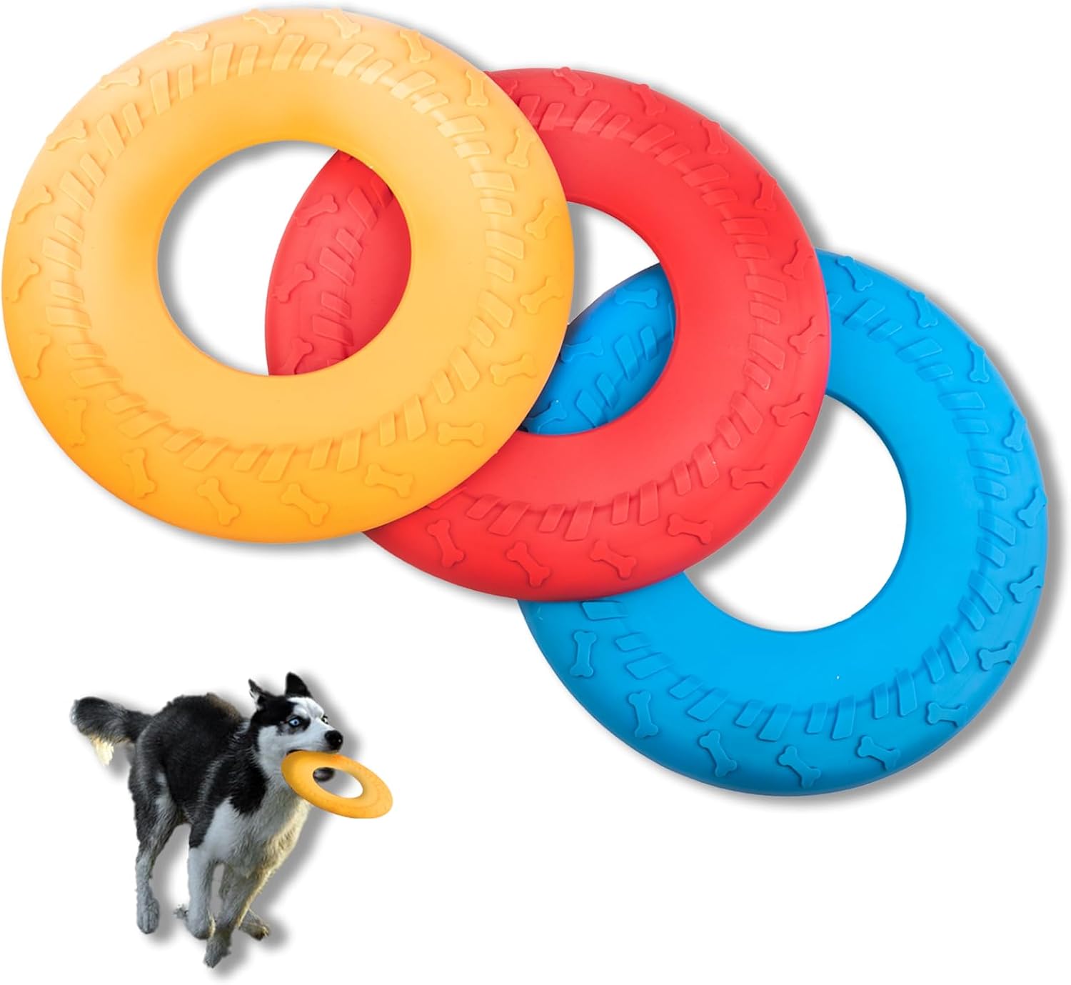 3 Pack 10 Inch Flying Disc Fetch Toy, Dog Frisbee, Interactive Flying Disc Dog Toy for Small Large Dogs