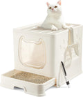 Cat Litter Box with Lid, Covered Top Entry Kitten Litter Pan for Small and Medium Cats, Anti-Splashing Kitty Potty with Slide-Out Litter Tray