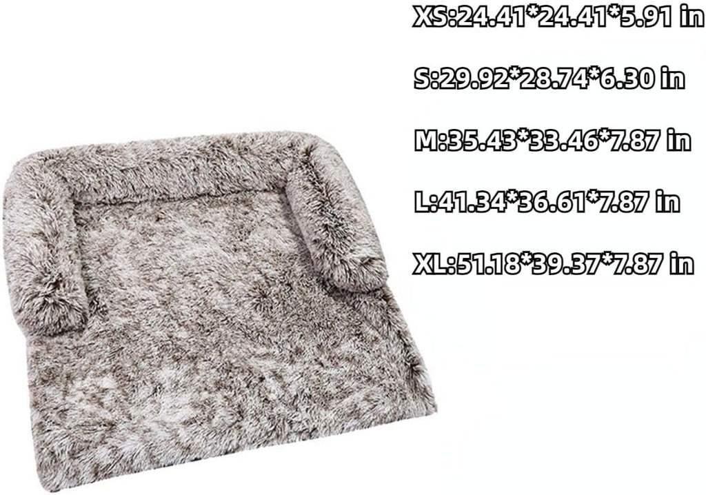 Calming Dog Bed Fluffy Plush Dog Mat for Furniture Protector with Removable Washable Cover for Large Medium Small Dogs and Cats,Detachable and Washable (Coffee,Medium)