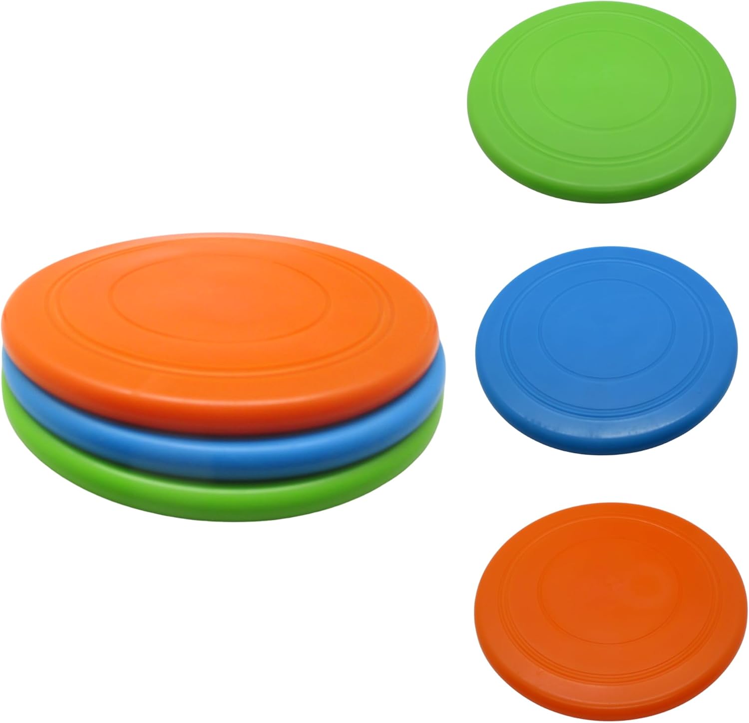 Dog Flying Disc - Pack of 3 Pet Frisbees + Durable Outdoor Dog Toys for Training and Exercise - Interactive Fetch Discs - Blue, Green, and Orange Colors