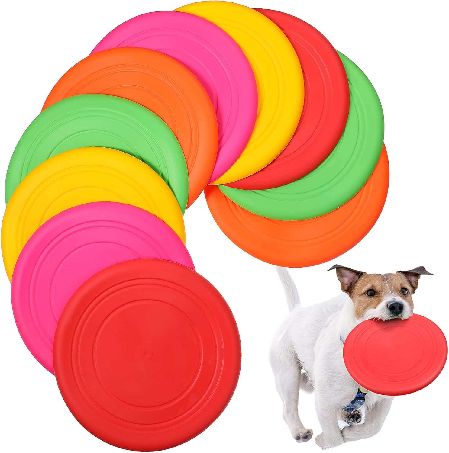 15 Pack Dog Flying Disc Silicone Puppy Flyer Toy Soft Dog Floating Saucer Indestructible React Faster Training Interactive Toys for Small Medium Puppy Outdoor Sport, 5 Colors