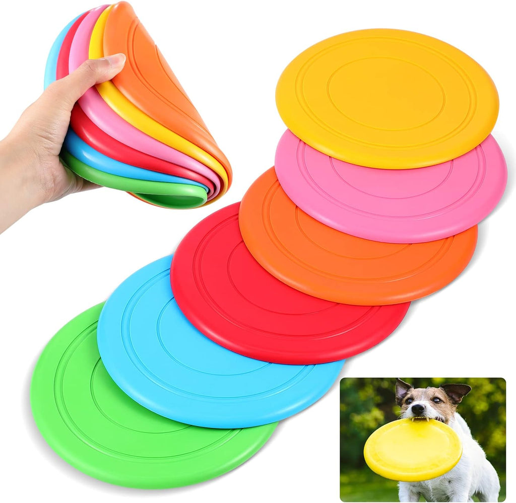 6 Pieces Flying Discs for Dog Soft Rubber Dog Training Flying Discs Outdoor Playing Disk Flyer for Kindergarten Teaching Pets Backyard Lawn Games Birthday Sports Themed Party, 6 Color