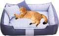 Dog Sofa Bed, Anti-Anxiety Puppy Cuddler Bed for Puppy Dog & Cat, Rectangle Cat Bed with Pillow, Detachable and Washable (Blue,Small)
