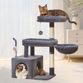 Cat Tree, 32.2-Inch Cat Tower for Indoors Cats, Cat Condo with Large Cat Perch, Spacious Cat Cave, Scratching Posts for Small and Medium Cats, Smoky Gray