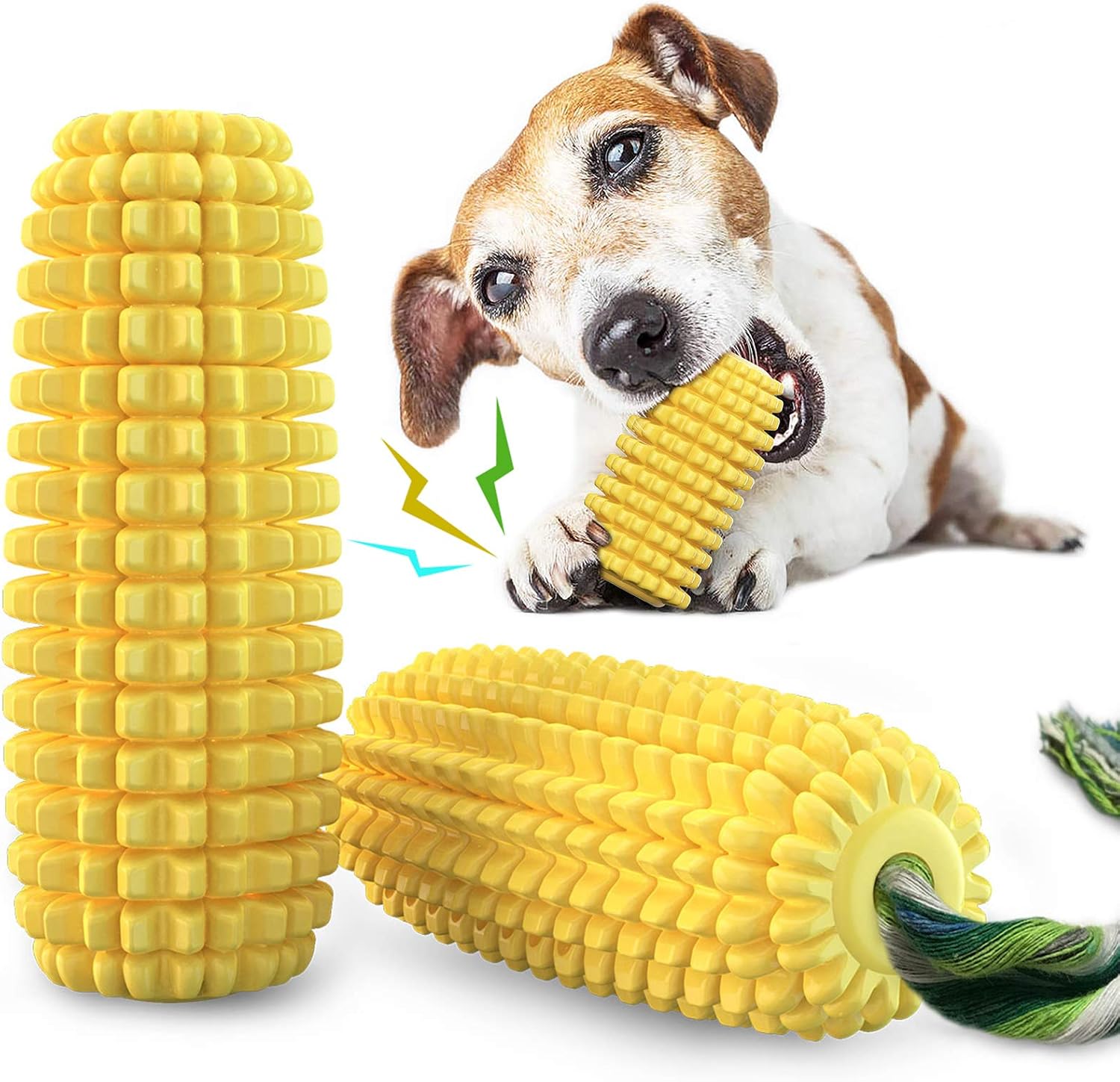 Dog Chew Toys for Aggressive Chewers, Indestructible Tough Durable Squeaky Interactive Dog Toys, Puppy Teeth Chew Corn Stick Toy for Small Medium Large Breed