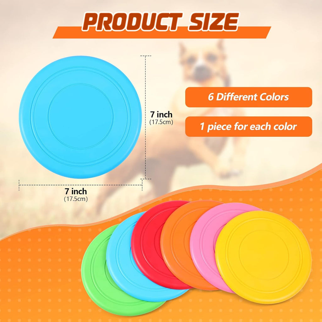 6 Pieces Flying Discs for Dog Soft Rubber Dog Training Flying Discs Outdoor Playing Disk Flyer for Kindergarten Teaching Pets Backyard Lawn Games Birthday Sports Themed Party, 6 Color