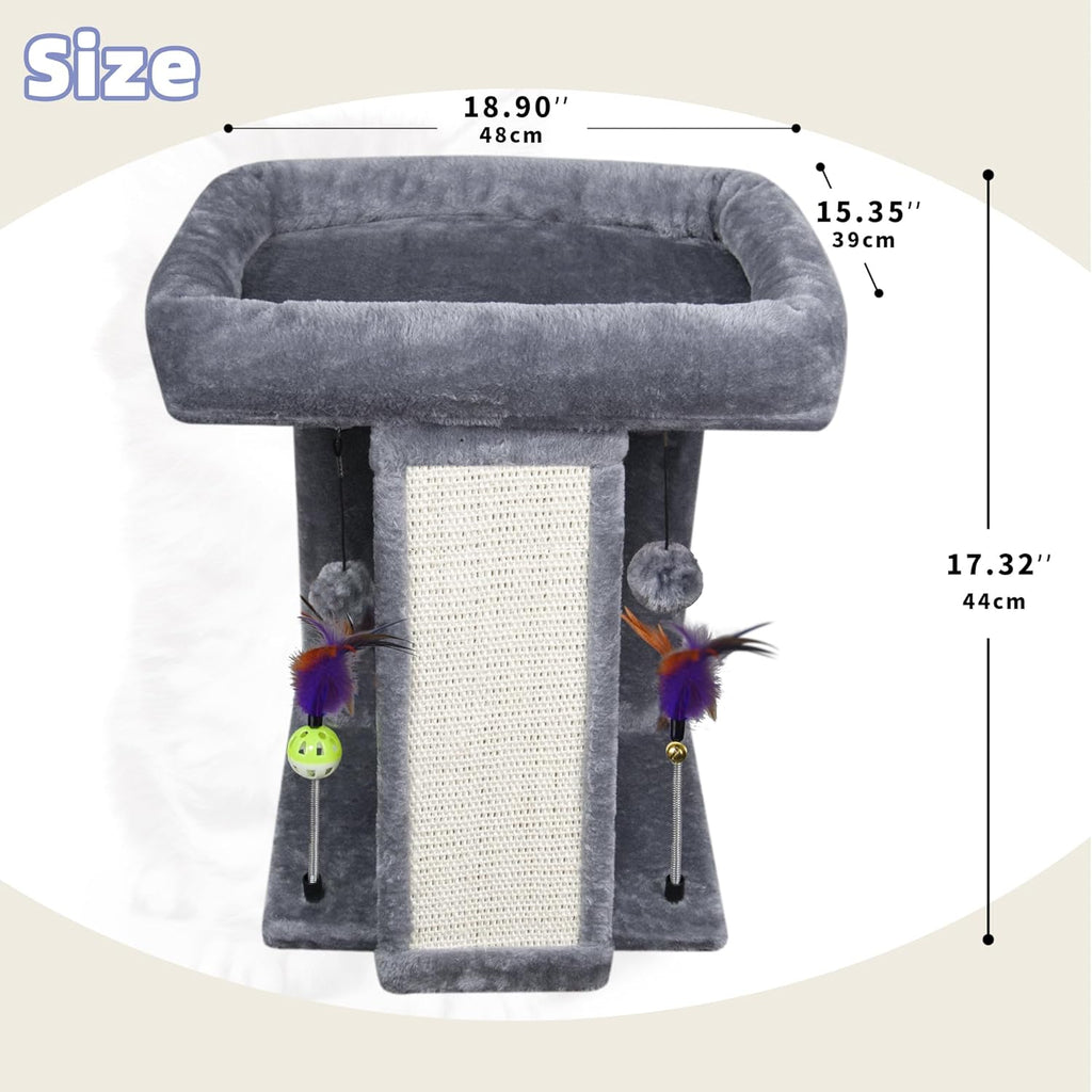 Cat Tree Tower with Cat Scratching Post for Indoor Cats, Activity Centre Climbing Tree with Scratching Board and Playful Toy Balls, Grey
