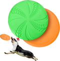 2 Pack Dog Flying Disc, Interactive Flyer Dog Toys for Small Medium Large Dogs to Fetch, Durable Outdoor Dog Disc Toy for Long-Distance Flies and Floats on Water, Orange & Green