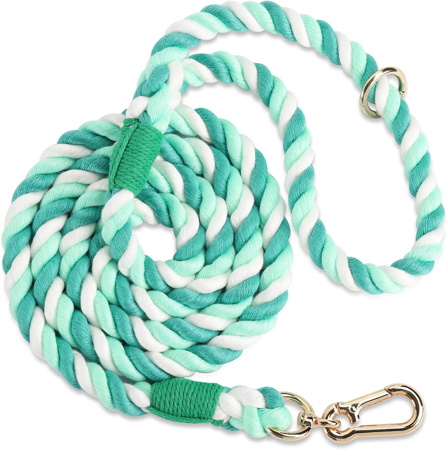 Rope Dog Leash Handmade Braided Cotton Rope Leashes with Heavy Duty Metal Clasp, Cute Dog Leash, Wedding Dog Leash (Moss Green, 5 FT)