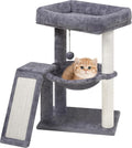 Cat Tree with Cat Scratching Post for Indoor Cats, Cat Tower with Scratching Board and Playful Toy Balls, Cat Tree Tower with Cozy Hammock,Grey