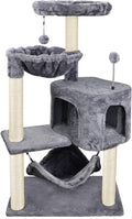 Cat Tree with Cat Condo and Big Hammock, Grey