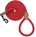 Dog Leash | Braided Cotton Rope Dog Leashes with Leather Tailor Tip | 4 Feet Dog Leash w Heavy Duty Metal Clasp | Wedding Dog Leash (Red, 48 Inches)
