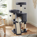 Cat Tree, 45.3-Inch Cat Tower, Plush Condo with Scratching Post, Ramp, Perch, Spacious Cave, for Small Space, Smoky Gray 1