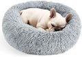 Dog & Cat Bed for Indoor Cats, 20in Calming Donut Bed for Puppy and Kitten, Washable Round Fluffy Pet Bed for Small Medium Dogs and Cats (Light Grey)