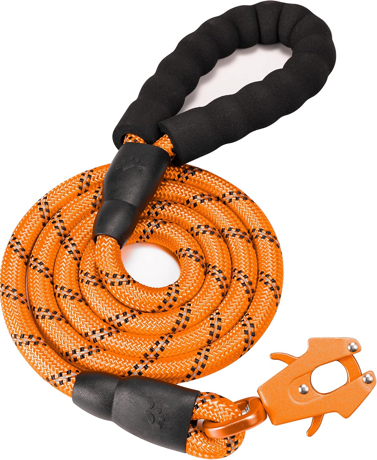 2/4/5/6FT Dog Leash, Heavy Duty Rope Leashes, Reflective Nylon Pet Lead with Aluminum Quick Release/Locking Tactical Frog Clip for Small Medium and Large Dogs, Orange, 1/2 inch